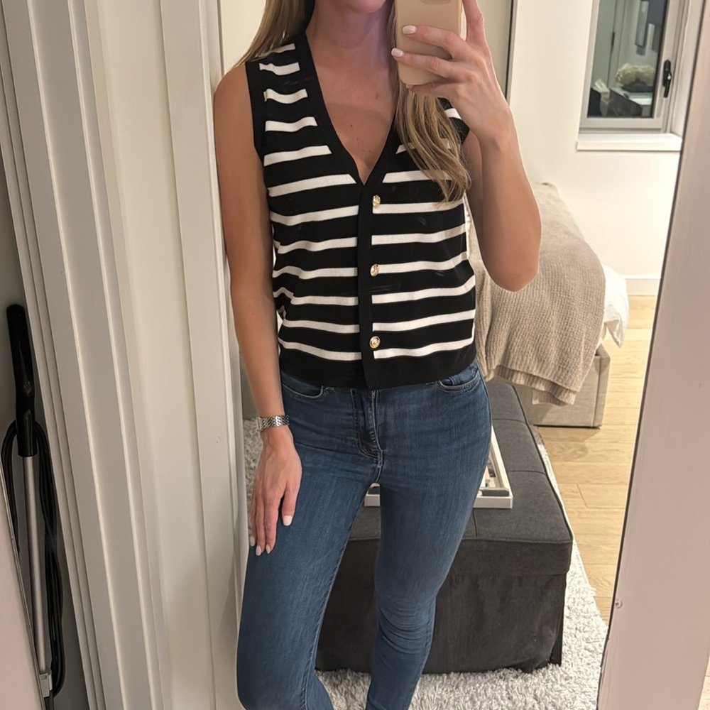 Button Up Striped Sweater Vest